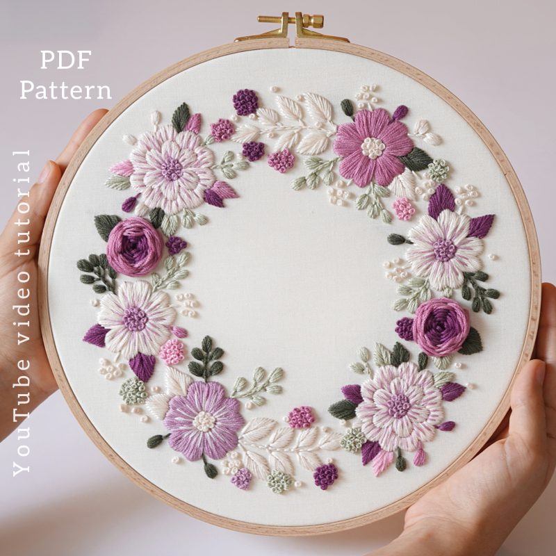 selling floral wreath pattern in PDF form/Video Tutorial. No. P027