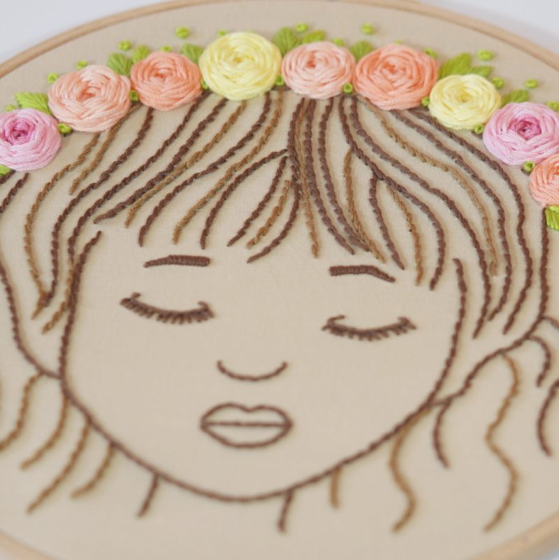 Hand embroidery pattern of a girl/PDF Pattern/Video Tutorial/No. P016