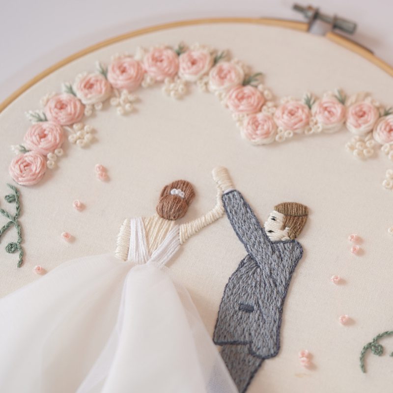 Hand embroidery/selling the bride and groom pattern in PDF form /Video Tutorial. No. P023