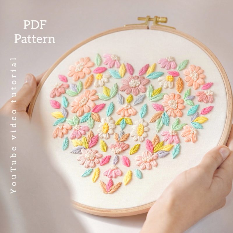 selling hand embroidery pattern in PDF form/Video Tutorial. No. P025