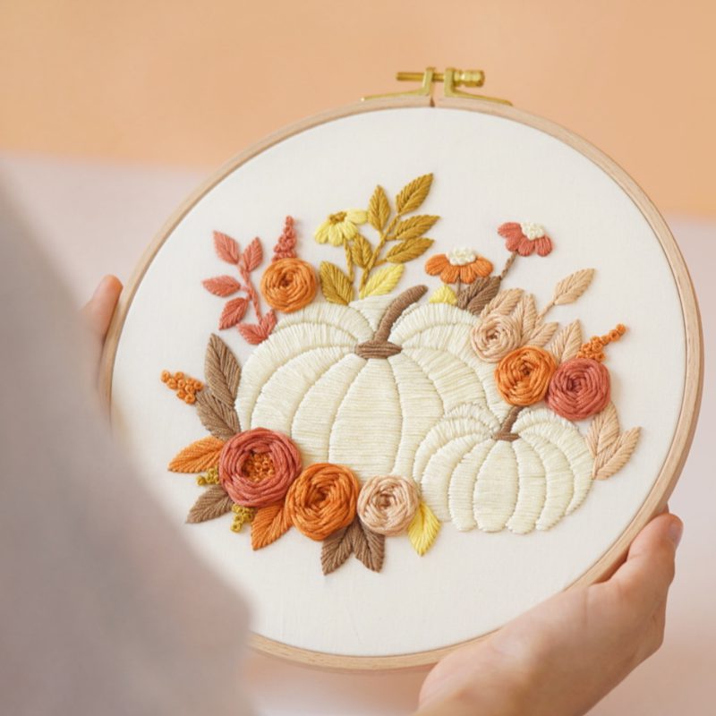 Hand embroidery/selling Pumpkin pattern in PDF form/Video Tutorial. No. P031