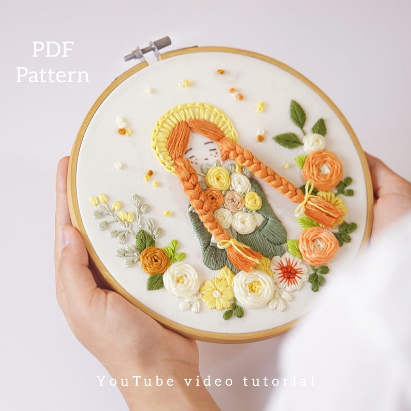 selling Anne Shirley hand embroidery pattern in PDF form/Video Tutorial. No. P036 of Anne Shirley hand embroidery pattern in PDF form/Video Tutorial. No. P019
