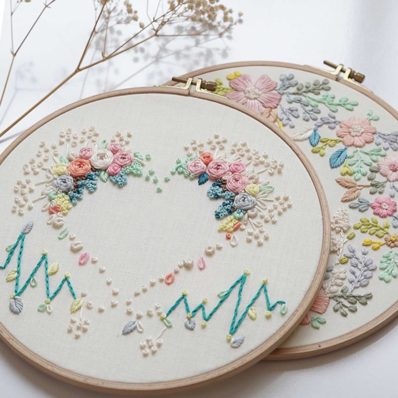 Heart beat Hand Embroidery PDF Pattern/Video Tutorial/No. P003