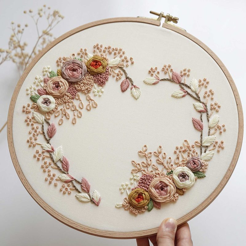 Hand Embroidery/heart pattern in PDF form/Video Tutorial. No. P030