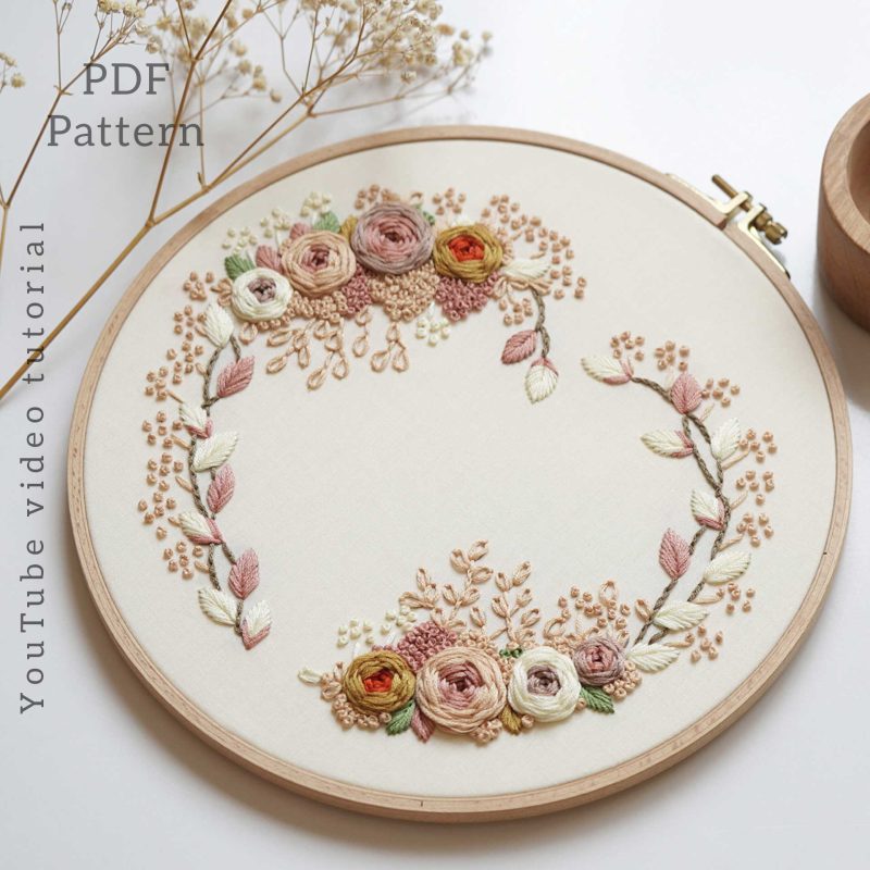 Hand Embroidery/heart pattern in PDF form/Video Tutorial. No. P030