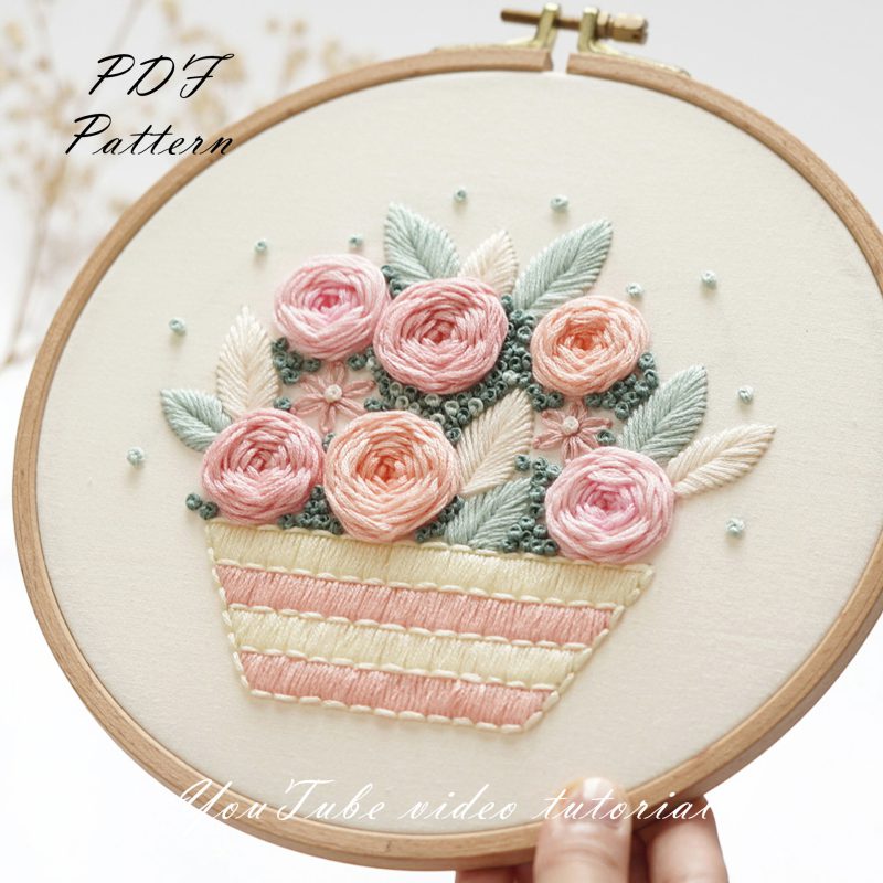 hand embroidery pattern in PDF form/Video Tutorial. No. P024