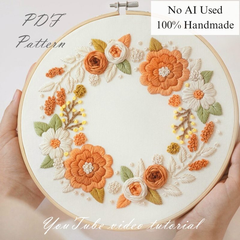 Orange wreath-embroidery
