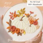 Pumpkin among the flowers-embroidery