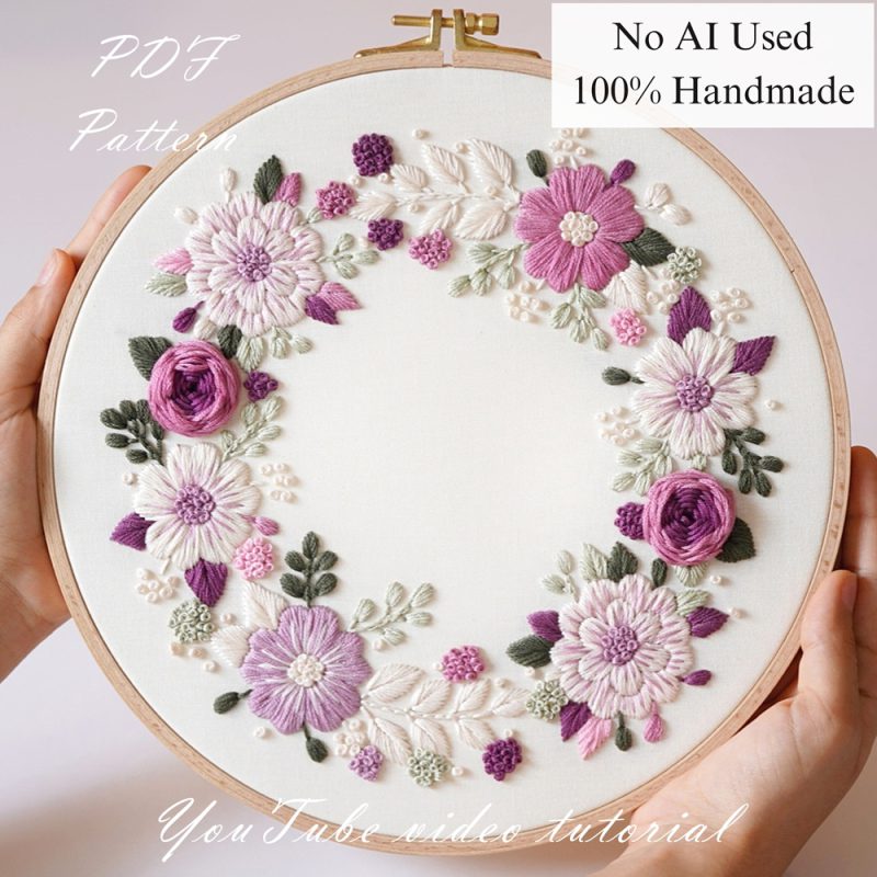 Purple wreath-embroidery