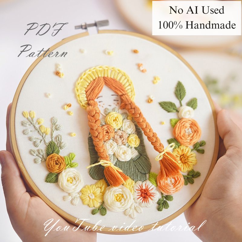 Anne among the flowers-embroidery