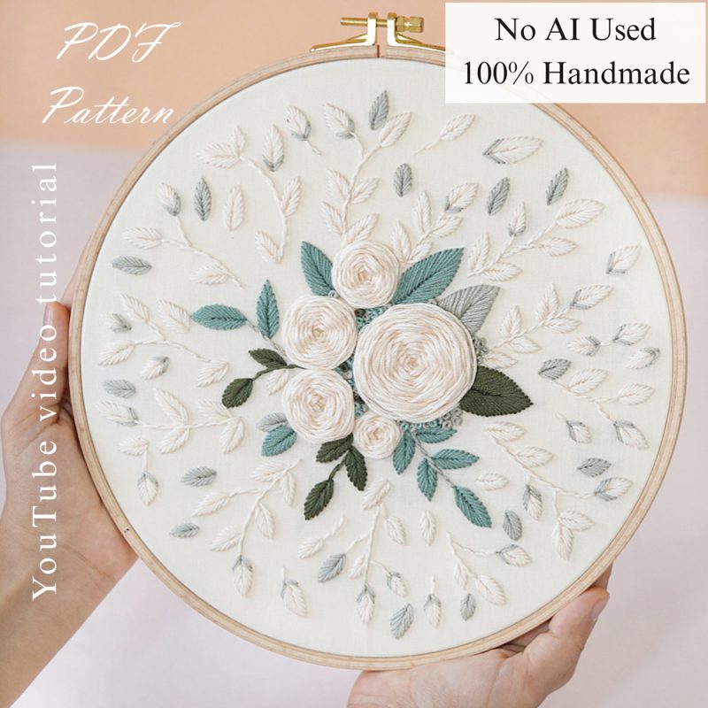 White roses-embroidery
