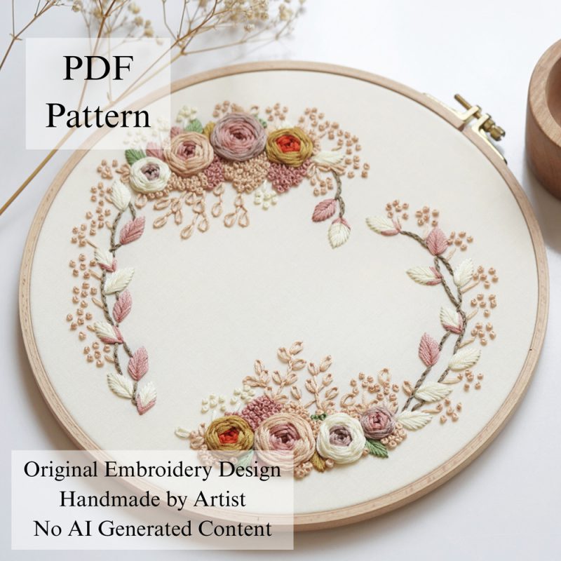 Autumn heart-embroidery