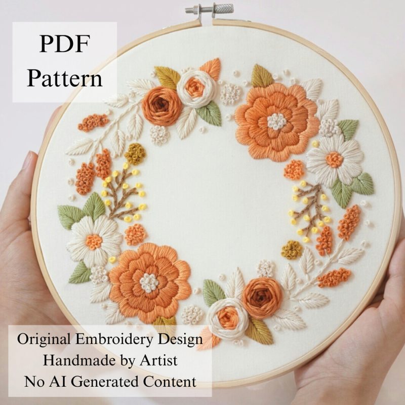 Orange wreath-embroidery