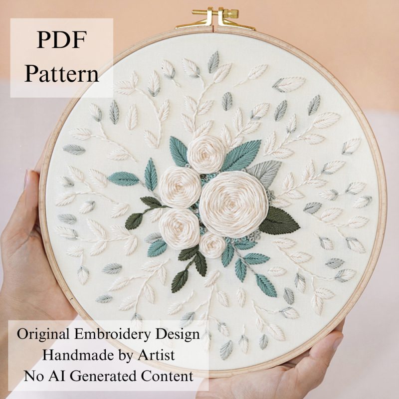 White roses-embroidery