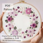 Purple wreath-embroidery