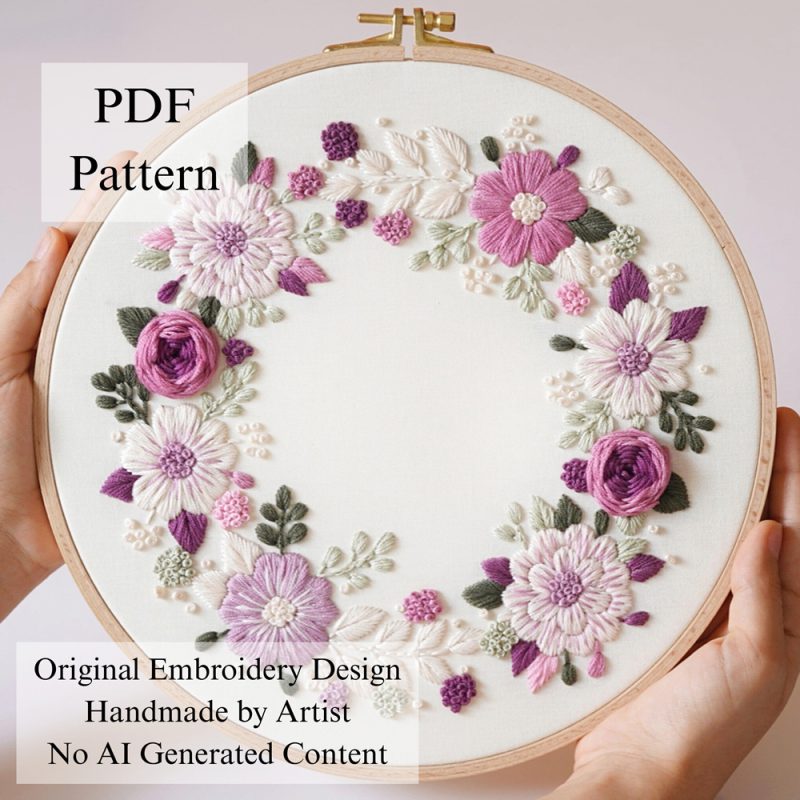 Purple wreath-embroidery