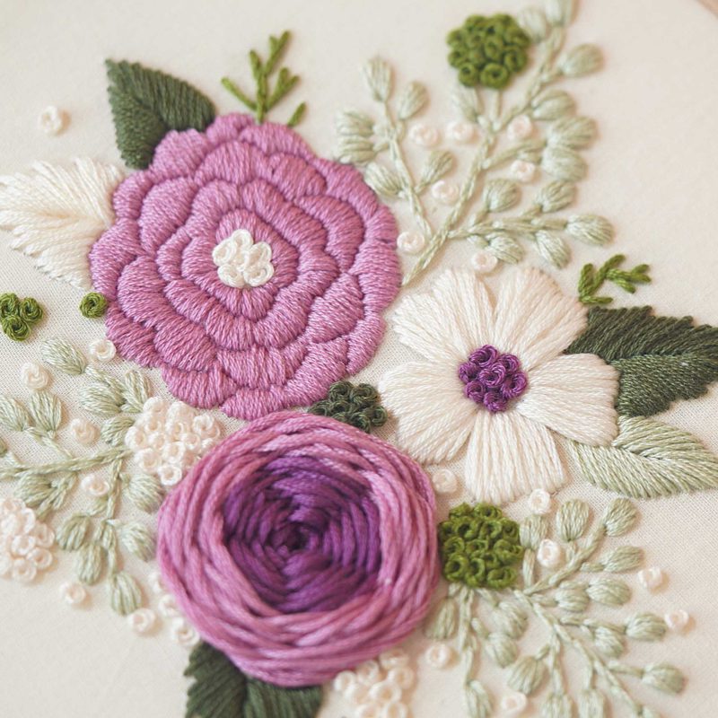 selling Purple bouquet hand embroidery pattern in PDF form/Video Tutorial. No. P042