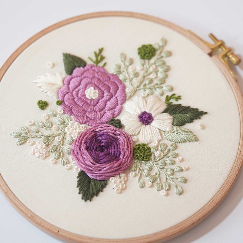 selling Purple bouquet hand embroidery pattern in PDF form/Video Tutorial. No. P042