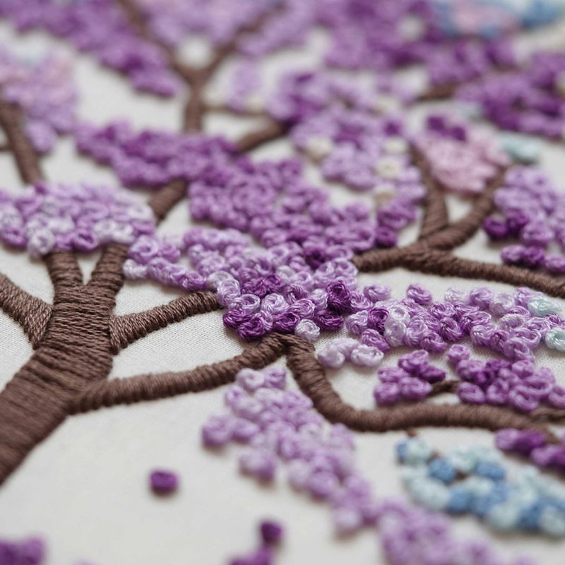 a Purple Tree hand embroidery pattern in PDF form/Video Tutorial. No. P041