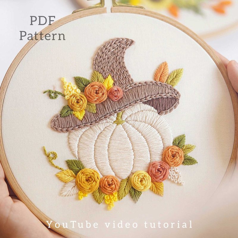 Autumn hand embroidery pattern in PDF form/Video Tutorial. No. P054