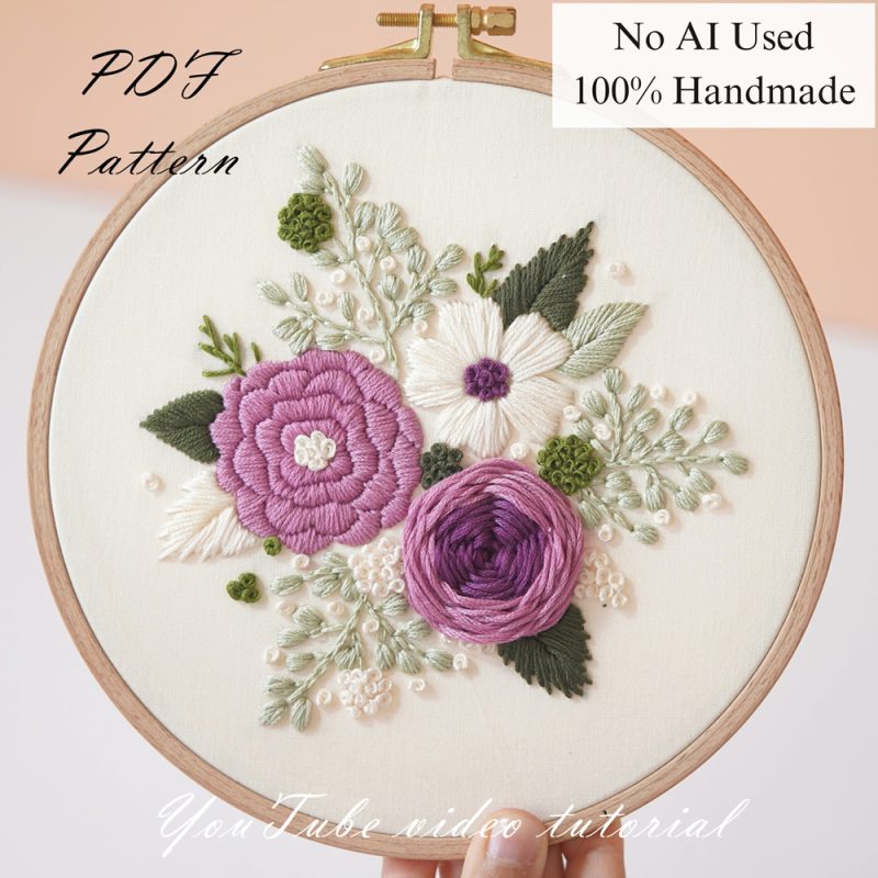 Purple bouquet-embroidery