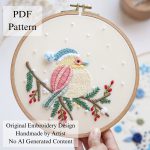 Bird on holiday-embroidery
