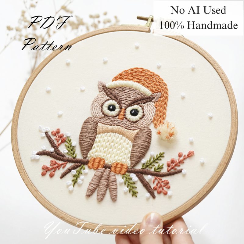 Clever owl-embroidery