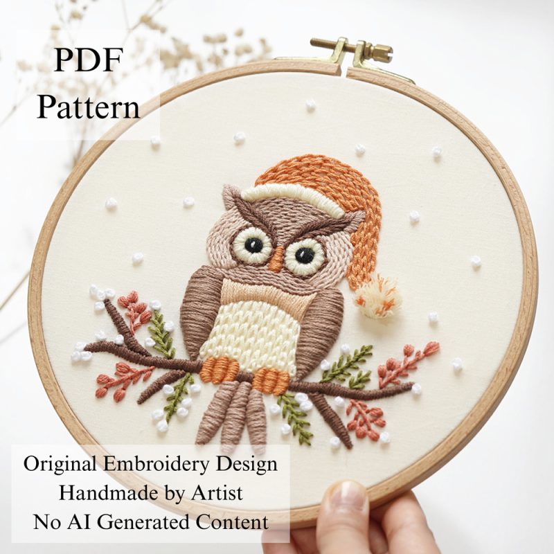 Clever owl-embroidery