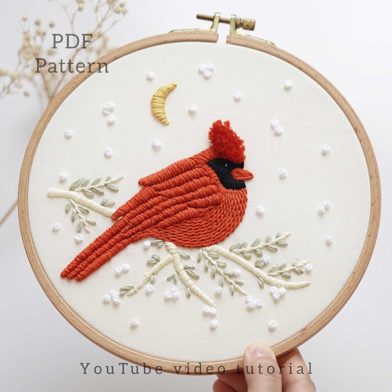 Embroidery of a cardinal