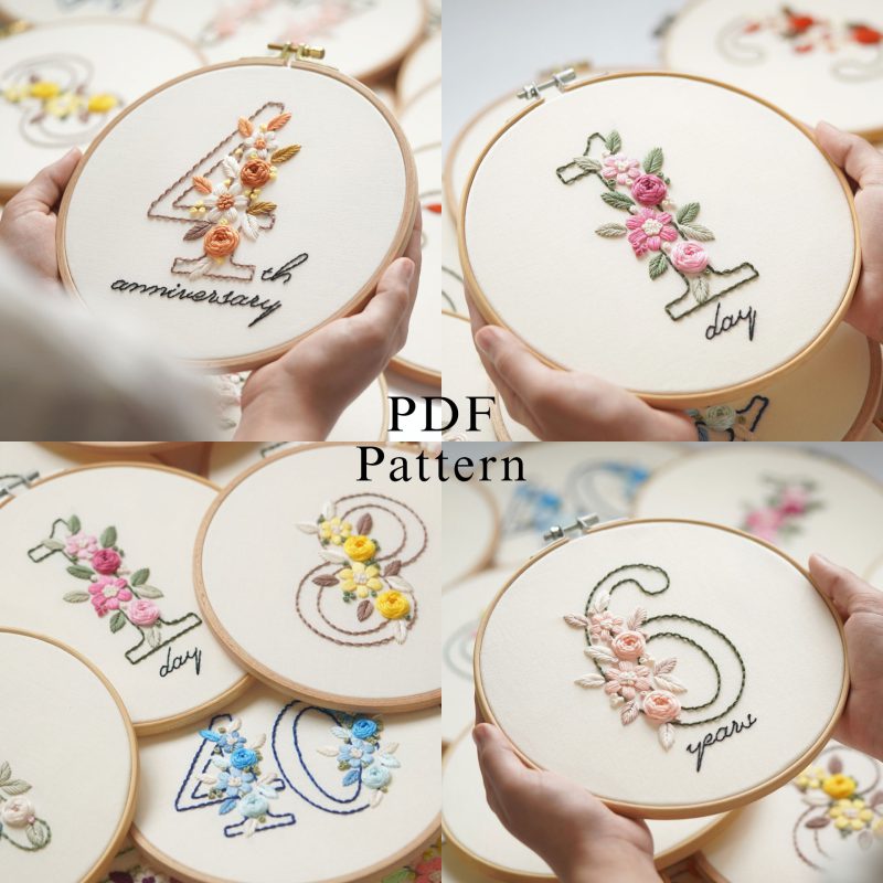 Embroidered English numbers