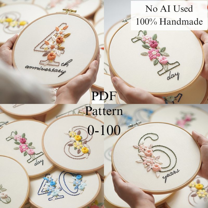 Numbers 0-100-embroidery