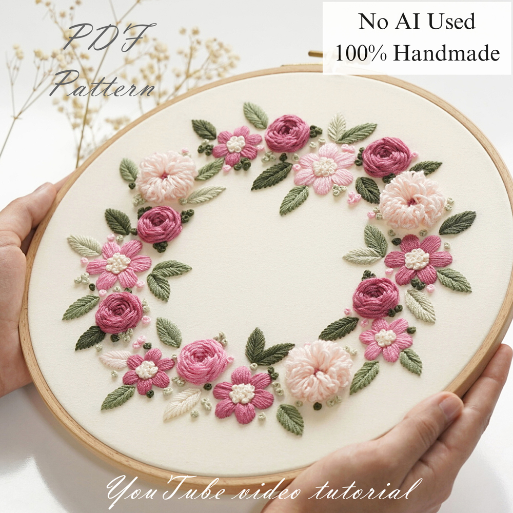 Pink wreath-embroidery