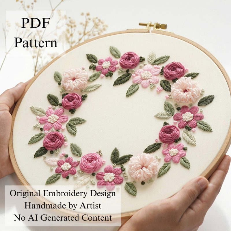 pink wreath-embroidery