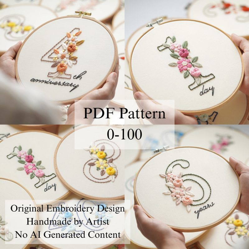 Numbers 0-100-embroidery