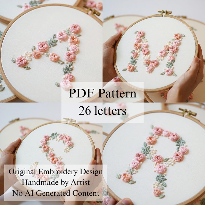 Alphabet-Rose-embroidery
