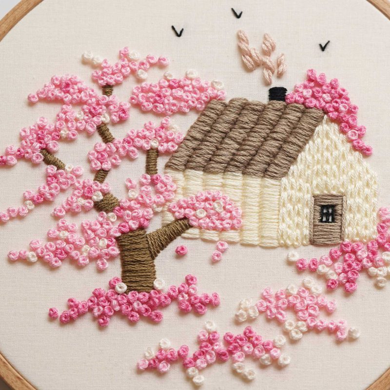Embroidery of a cottage