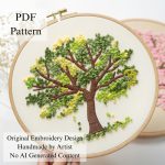 Green tree-embroidery