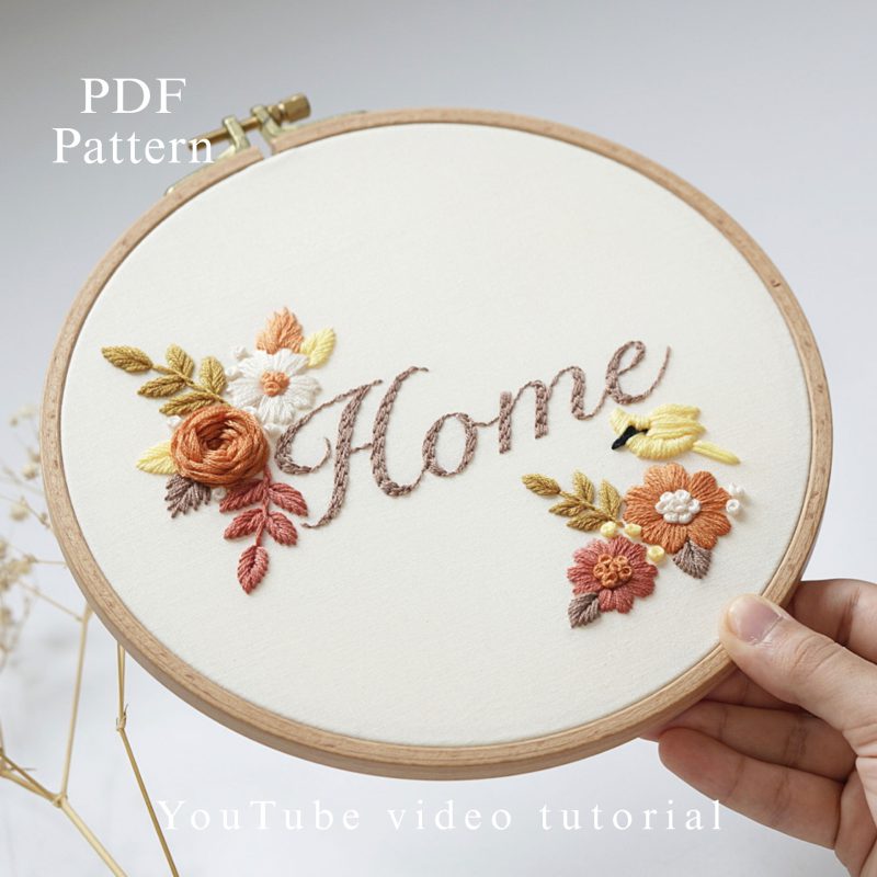 Home embroidery with roses