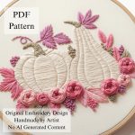 Pumpkins with pink flowers-embroidery