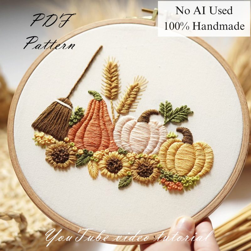 Rustic pumpkins-embroidery