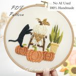 Cat and pumpkin-embroidery