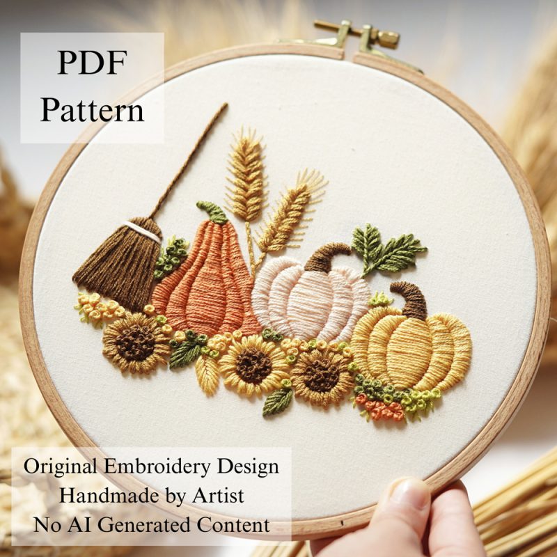 Rustic pumpkins-embroidery