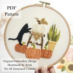 Cat and pumpkin-embroidery