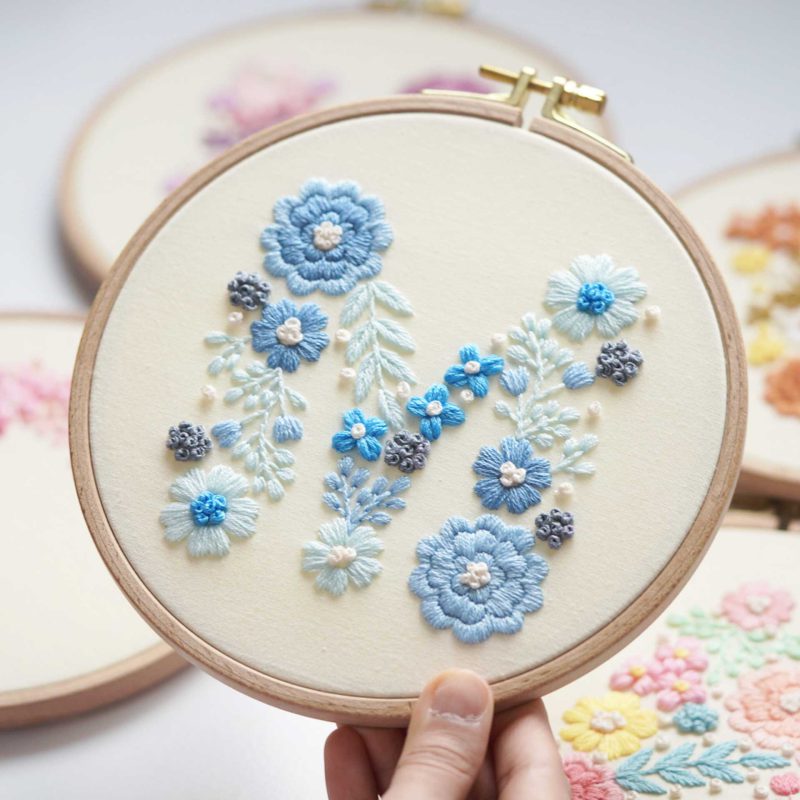 Floral alphabet embroidery
