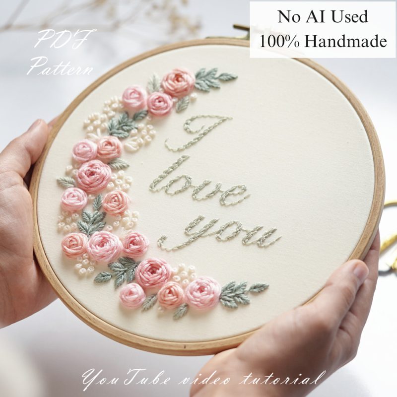 I love you-Rose-embroidery