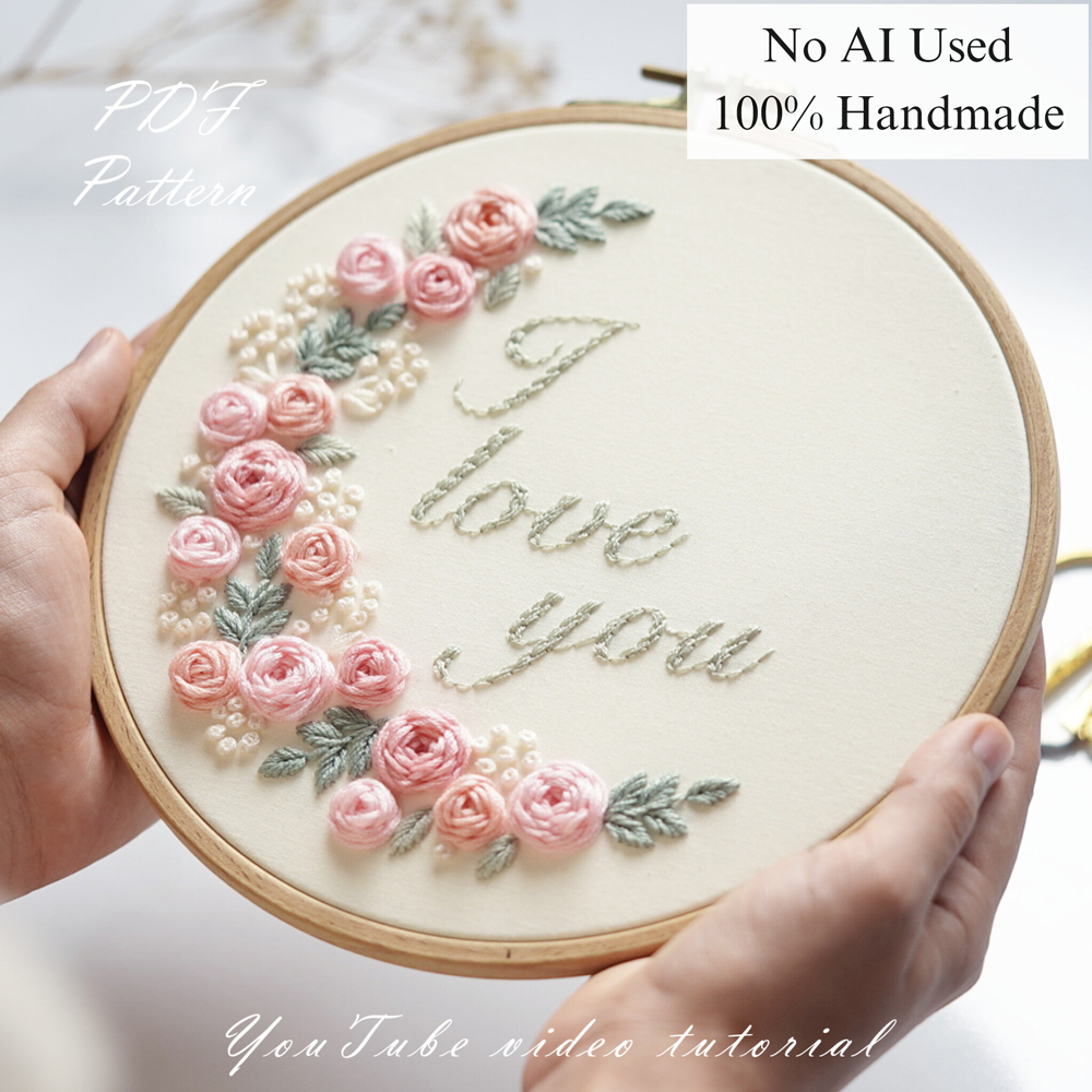 I love you-Rose-embroidery