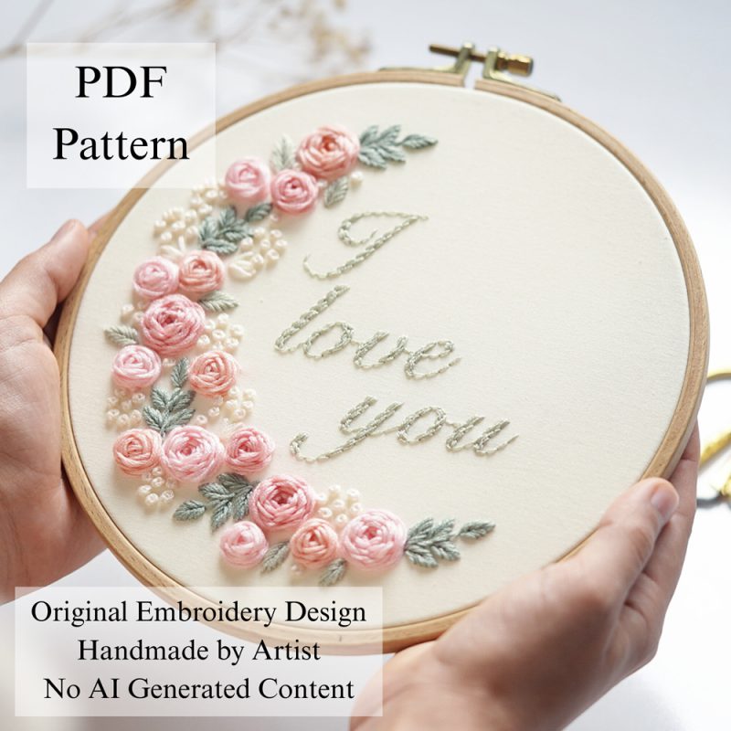I love you-Rose-embroidery