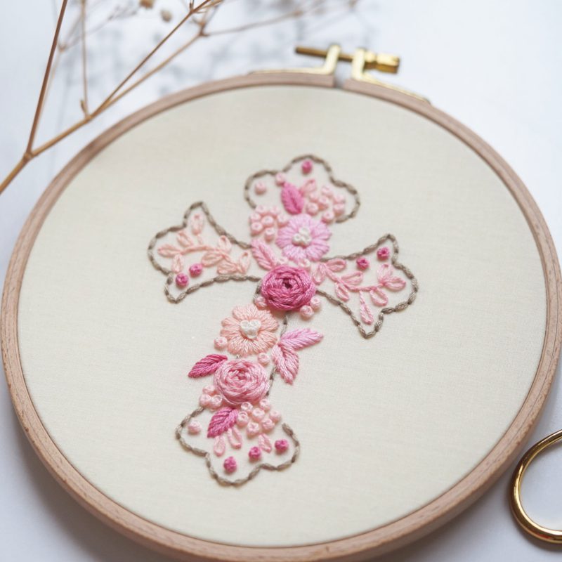 Flower cross embroidery