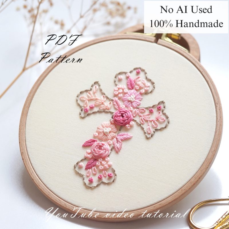 Floral cross-embroidery