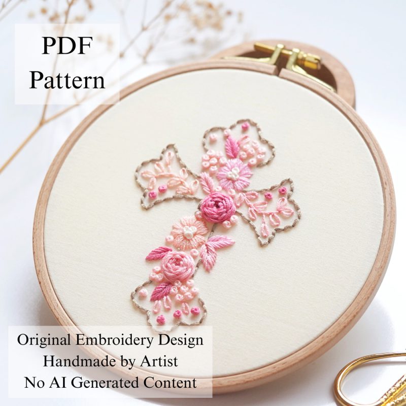 Floral cross-embroidery